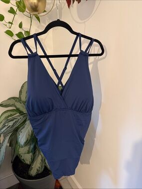 Jantzen Blue One-Piece Swimsuit with Strappy Back